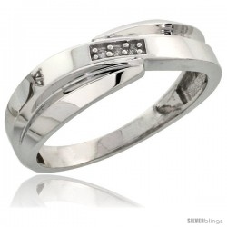 Sterling Silver Ladies' Diamond Wedding Band Rhodium finish, 1/4 in wide