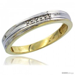 10k Yellow Gold Ladies Diamond Wedding Band Ring 0.03 cttw Brilliant Cut, 1/8 in wide -Style Ljy020lb