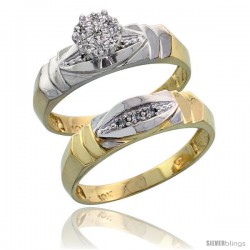 10k Yellow Gold Diamond Engagement Rings Set 2-Piece 0.06 cttw Brilliant Cut, 3/16 in wide -Style Ljy021e2