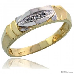 10k Yellow Gold Ladies Diamond Wedding Band Ring 0.02 cttw Brilliant Cut, 3/16 in wide -Style Ljy021lb