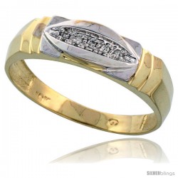 10k Yellow Gold Mens Diamond Wedding Band Ring 0.03 cttw Brilliant Cut, 1/4 in wide -Style Ljy021mb