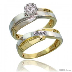 10k Yellow Gold Diamond Engagement Rings Set 2-Piece 0.07 cttw Brilliant Cut, 1/4 in wide -Style Ljy024e2