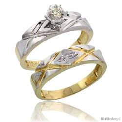 10k Yellow Gold Ladies' 2-Piece Diamond Engagement Wedding Ring Set, 3/16 in wide -Style Ljy101e2