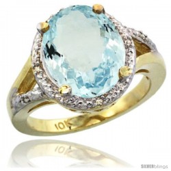 10k Yellow Gold Ladies Natural Aquamarine Ring oval 12x10 Stone