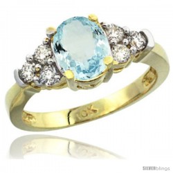 10k Yellow Gold Ladies Natural Aquamarine Ring oval 9x7 Stone