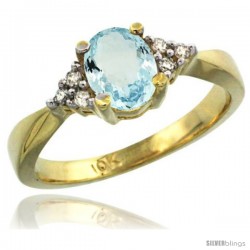 10k Yellow Gold Ladies Natural Aquamarine Ring oval 7x5 Stone -Style Cy912168