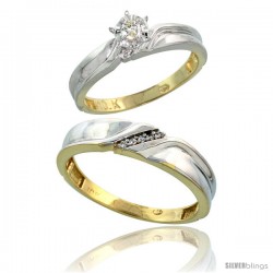 10k Yellow Gold 2-Piece Diamond wedding Engagement Ring Set for Him & Her, 3.5mm & 5mm wide -Style Ljy108em