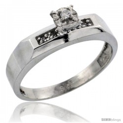 Sterling Silver Diamond Engagement Ring, w/ 0.07 Carat Brilliant Cut Diamonds, 3/16 in. (4.5mm) wide -Style Ag109er