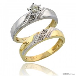 10k Yellow Gold Ladies' 2-Piece Diamond Engagement Wedding Ring Set, 3/16 in wide -Style Ljy110e2