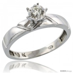 Sterling Silver Diamond Engagement Ring, w/ 0.05 Carat Brilliant Cut Diamonds, 5/32 in. (4mm) wide -Style Ag112er