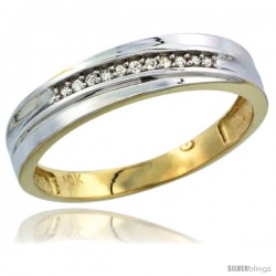 10k Yellow Gold Mens Diamond Wedding Band Ring 0.04 cttw Brilliant Cut, 3/16 in wide -Style 10y004mb