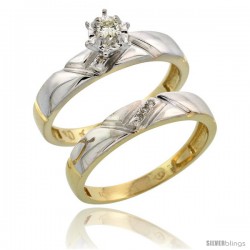 10k Yellow Gold Ladies' 2-Piece Diamond Engagement Wedding Ring Set, 5/32 in wide -Style Ljy112e2