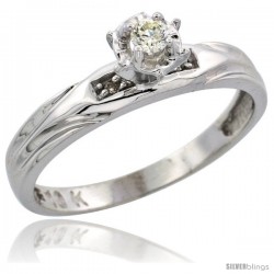 Sterling Silver Diamond Engagement Ring, w/ 0.06 Carat Brilliant Cut Diamonds, 1/8in. (3.5mm) wide