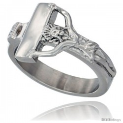 Stainless Steel Crucifix Ring, 1/2 in wide