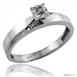 Sterling Silver Diamond Engagement Ring, w/ 0.06 Carat Brilliant Cut Diamonds, 1/8in. (3.5mm) wide -Style Ag115er