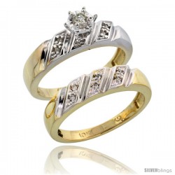 10k Yellow Gold Ladies' 2-Piece Diamond Engagement Wedding Ring Set, 3/16 in wide -Style Ljy116e2