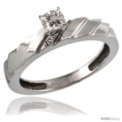 14k White Gold Diamond Engagement Ring w/ 0.03 Carat Brilliant Cut Diamonds, 5/32 in. (4mm) wide -Style 14w152er