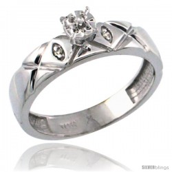 14k White Gold Diamond Engagement Ring w/ 0.03 Carat Brilliant Cut Diamonds, 5/32 in. (4.5mm) wide -Style 14w154er