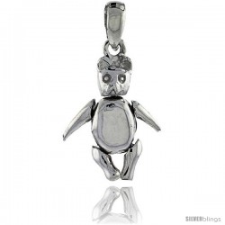 Sterling Silver High Polished Small Movable Teddy Bear Pendant