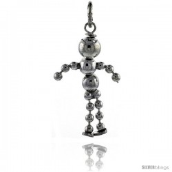 Sterling Silver High Polished Movable Beaded Boy Pendant