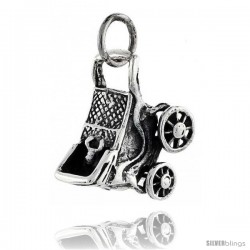 Sterling Silver High Polished Movable Baby Stroller Pendant