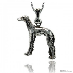 Sterling Silver Saluki Dog Pendant