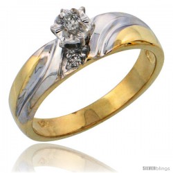 14k Gold Diamond Engagement Ring w/ Rhodium Accent, w/ 0.10 Carat Brilliant Cut Diamonds, 3/16 in. (5mm) wide