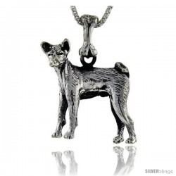 Sterling Silver Basenji Dog Pendant