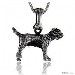 Sterling Silver Border Terrier Dog Pendant