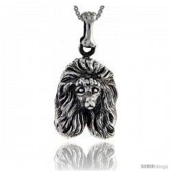 Sterling Silver Poodle Head Pendant, 1 1/2 in tall
