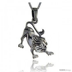Sterling Silver Lion Pendant, 1 1/4 in tall -Style Pa112