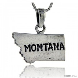 Sterling Silver Montana State Map Pendant, 3/4 in tall