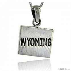 Sterling Silver Wyoming State Map Pendant, 1 in tall