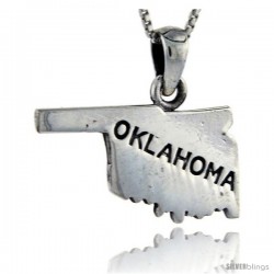 Sterling Silver Oklahoma State Map Pendant, 1 in tall