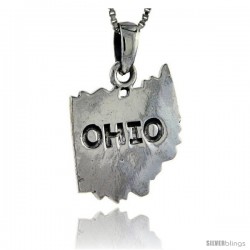 Sterling Silver Ohio State Map Pendant, 1 1/16 in tall