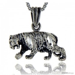 Sterling Silver Tiger Pendant, 3/4 in tall -Style Pa115