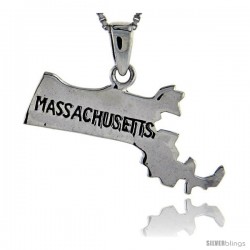 Sterling Silver Massachusetts State Map Pendant, 1 in tall