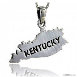 Sterling Silver Kentucky State Map Pendant, 1 in tall