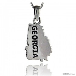 Sterling Silver Georgia State Map Pendant, 1 1/8 in tall