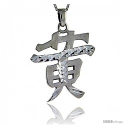 Sterling Silver Chinese Character for HUANG Family Name Charm, 1 7/16 tall