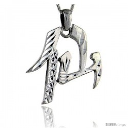 Sterling Silver Chinese Character for IMMORTAL/ANGEL Pendant, 1 1/4 in tall