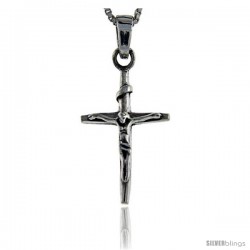 Sterling Silver Crucifix Pendant, 1 1/8 in tall