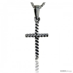 Sterling Silver Rope Cross Pendant, 1 1/16 in tall
