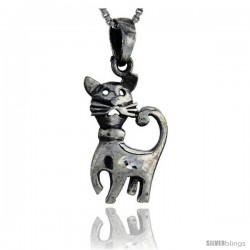 Sterling Silver Cat Pendant, 1 1/8 in tall -Style Pa127