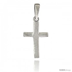 Sterling Silver Polished Cross Pendant, 1 1/16 in tall