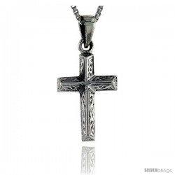 Sterling Silver Wooden Timber Cross Pendant, 1 1/8 in tall -Style Pa1285