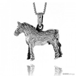 Sterling Silver Solid 3-Dimensional Horse Pendant with great Quality and Detail, 7/8 in -Style Pa1315