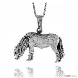 Sterling Silver Solid 3-Dimensional Horse Pendant with great Quality and Detail, 3/4 in -Style Pa1318