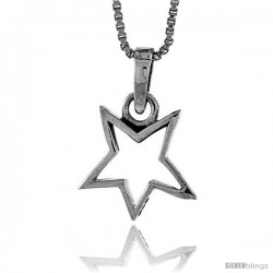 Sterling Silver Cut-Out Star Pendant, 1/2 in