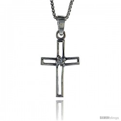 Sterling Silver Cross Cut-out Pendant, 3/4 in -Style Pa1342